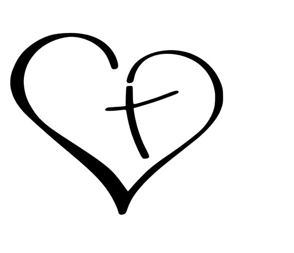 Vinyl Decal / Laptop Sticker/ Car Decal / Phone Sticker Heart & Cross