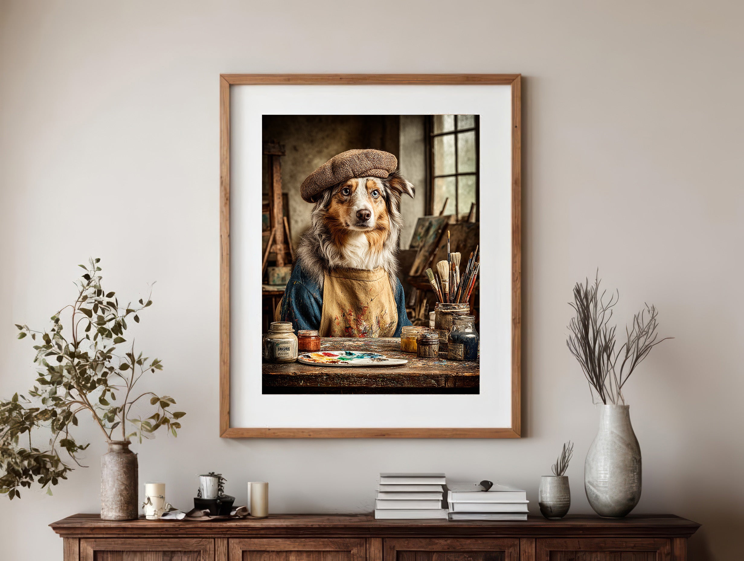 Artist Australian Shepherd Digital Download Wall Art
