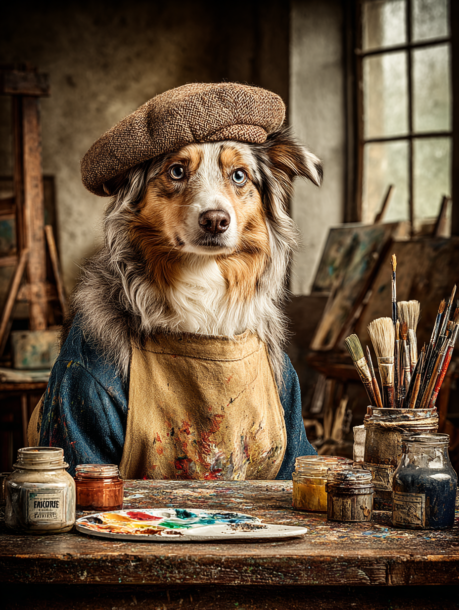 Artist Australian Shepherd Digital Download Wall Art
