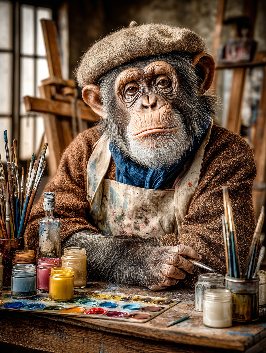 Artist Chimpanzee Digital Download Wall Art