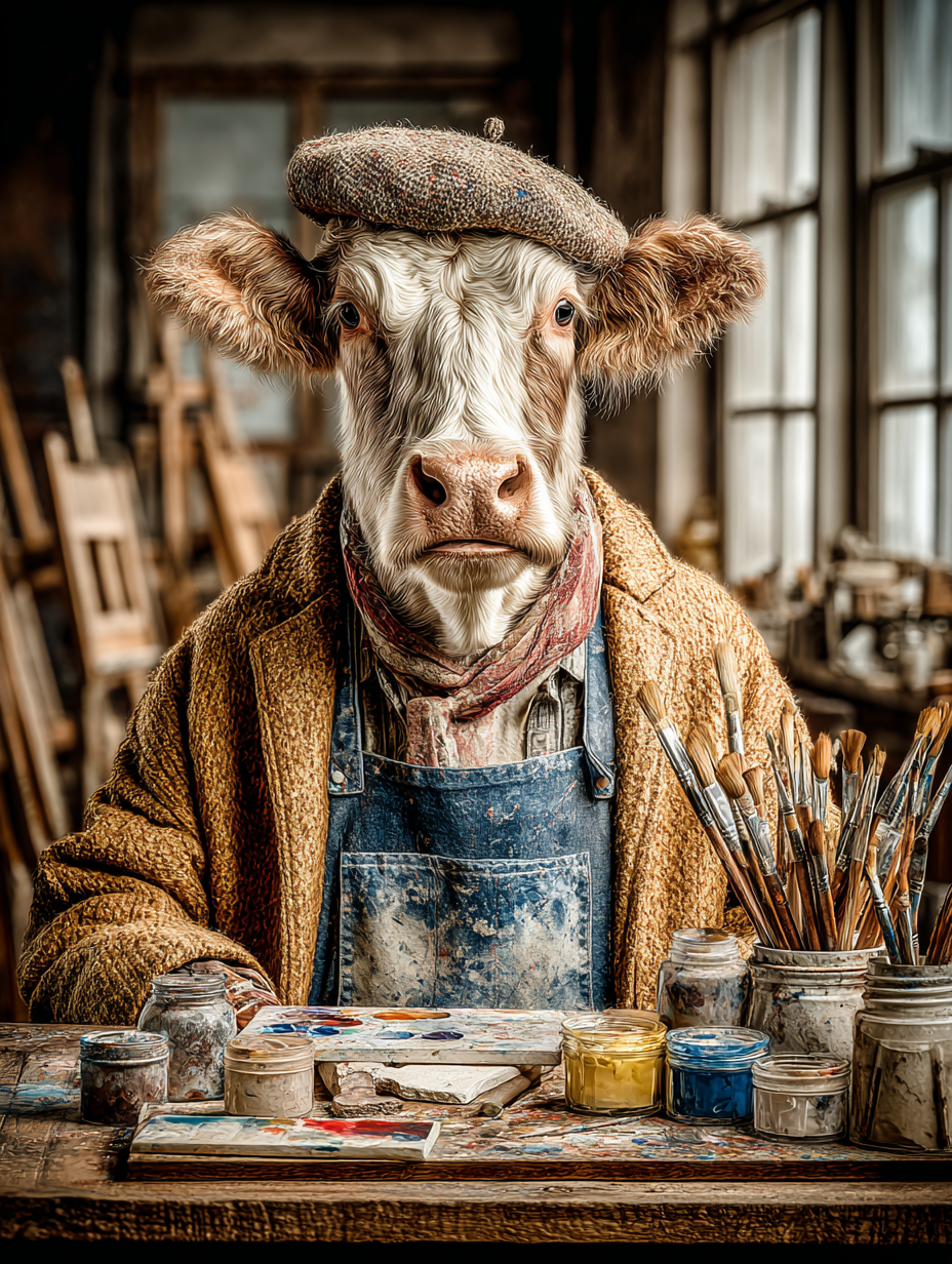 Artist Cow Digital Download Wall Art