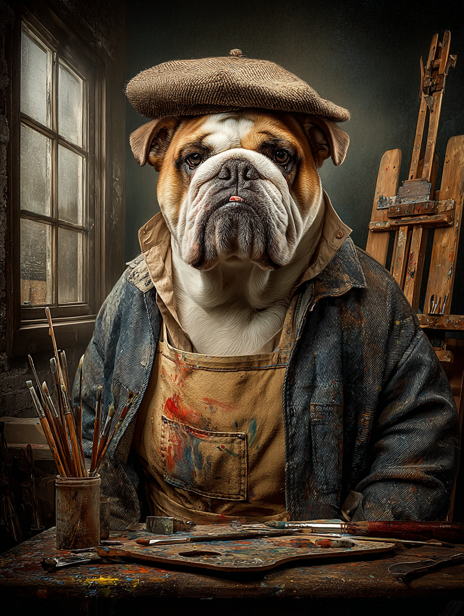 Artist English Bulldog Digital Download Wall Art