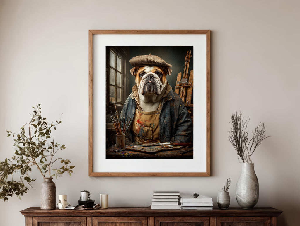 Artist English Bulldog Digital Download Wall Art