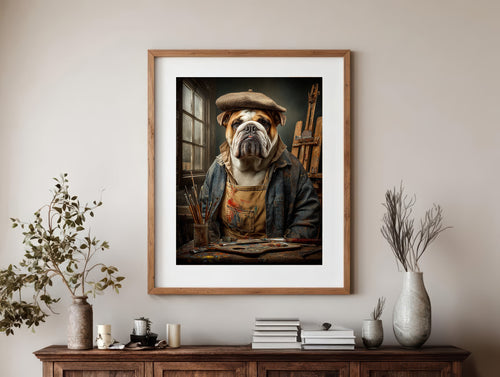 Artist English Bulldog Digital Download Wall Art