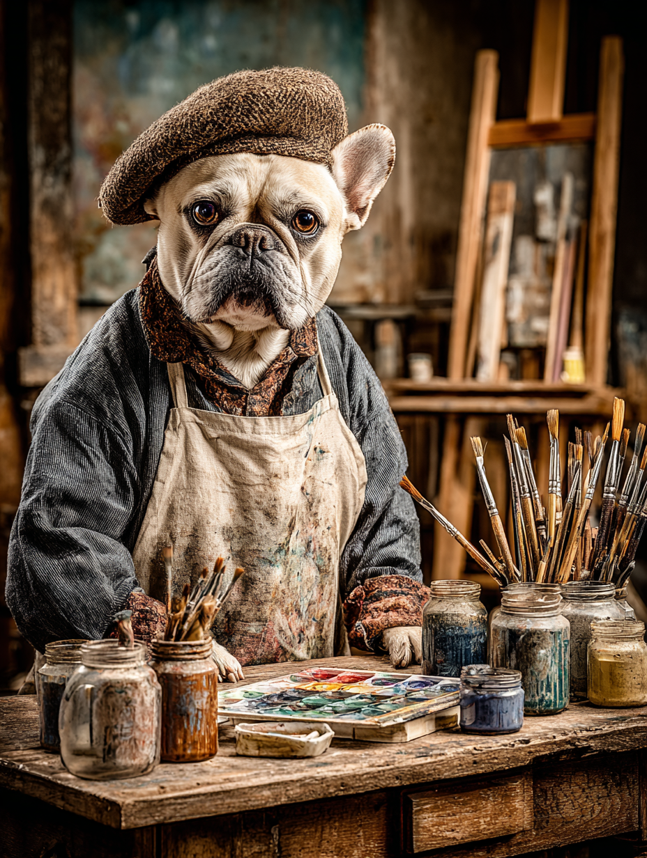 Artist French Bulldog Digital Download Wall Art