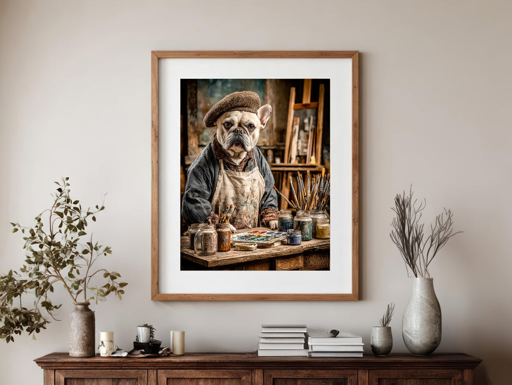 Artist French Bulldog Digital Download Wall Art