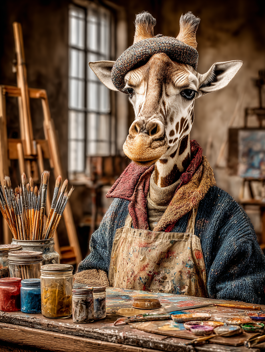 Artist Giraffe Digital Download Wall Art