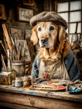 Artist Golden Retriever Digital Download Wall Art