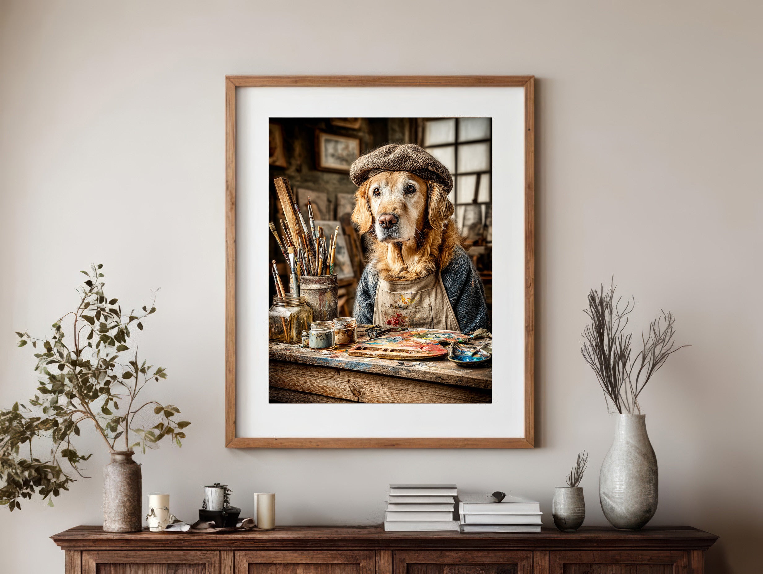 Artist Golden Retriever Digital Download Wall Art