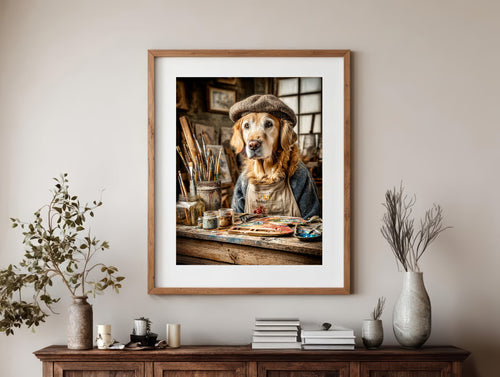 Artist Golden Retriever Digital Download Wall Art