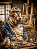 Artist Hippopotamus Digital Download Wall Art