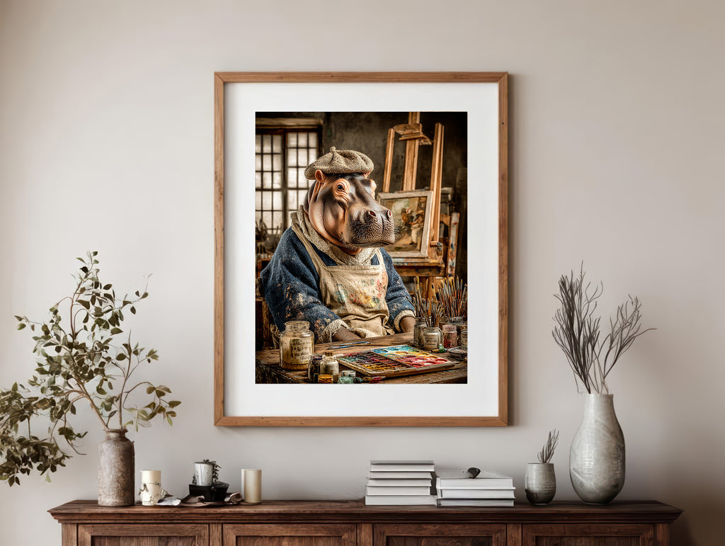 Artist Hippopotamus Digital Download Wall Art
