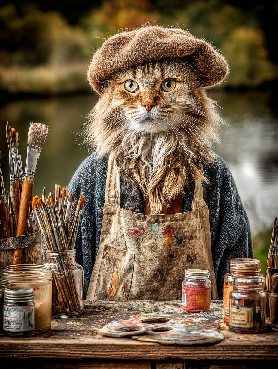 Artist Maine Coon Cat Digital Download Wall Art