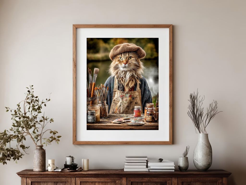 Artist Maine Coon Cat Digital Download Wall Art