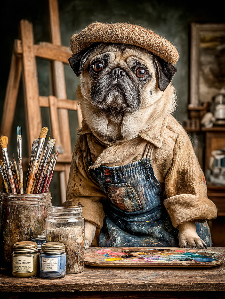 Artist Pug Digital Download Wall Art