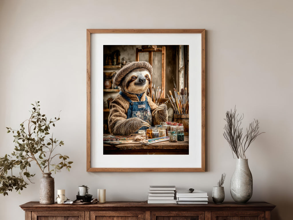 Artist Sloth Digital Download Wall Art