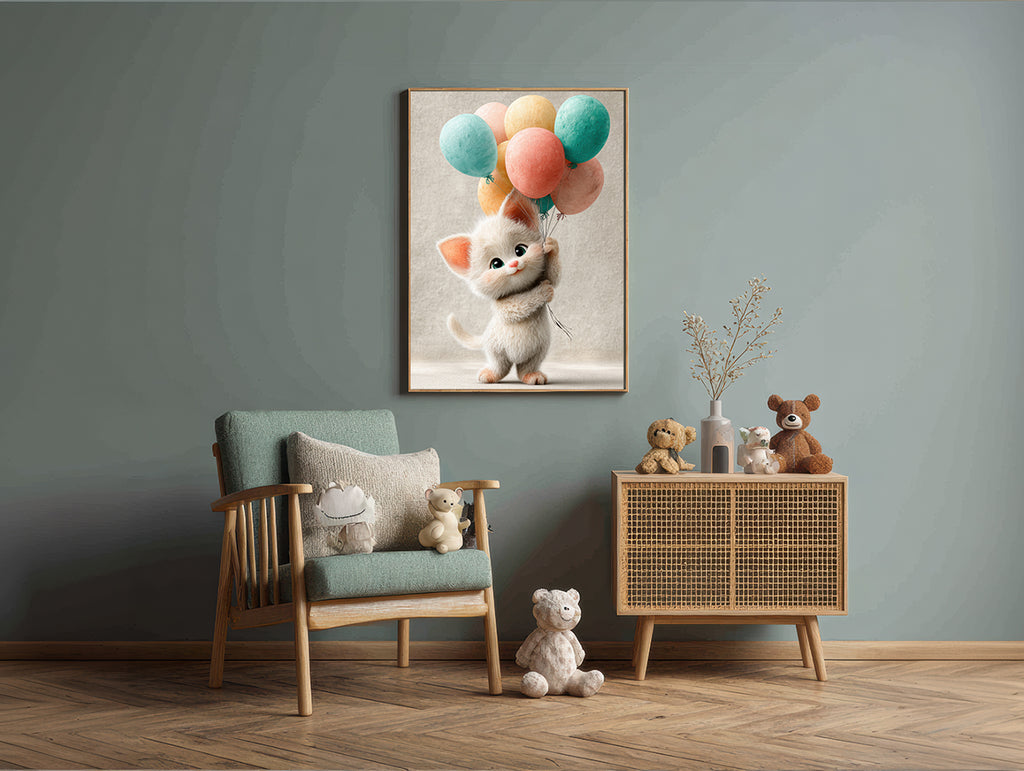Baby Room Balloons Kitten Digital Download Wall Art