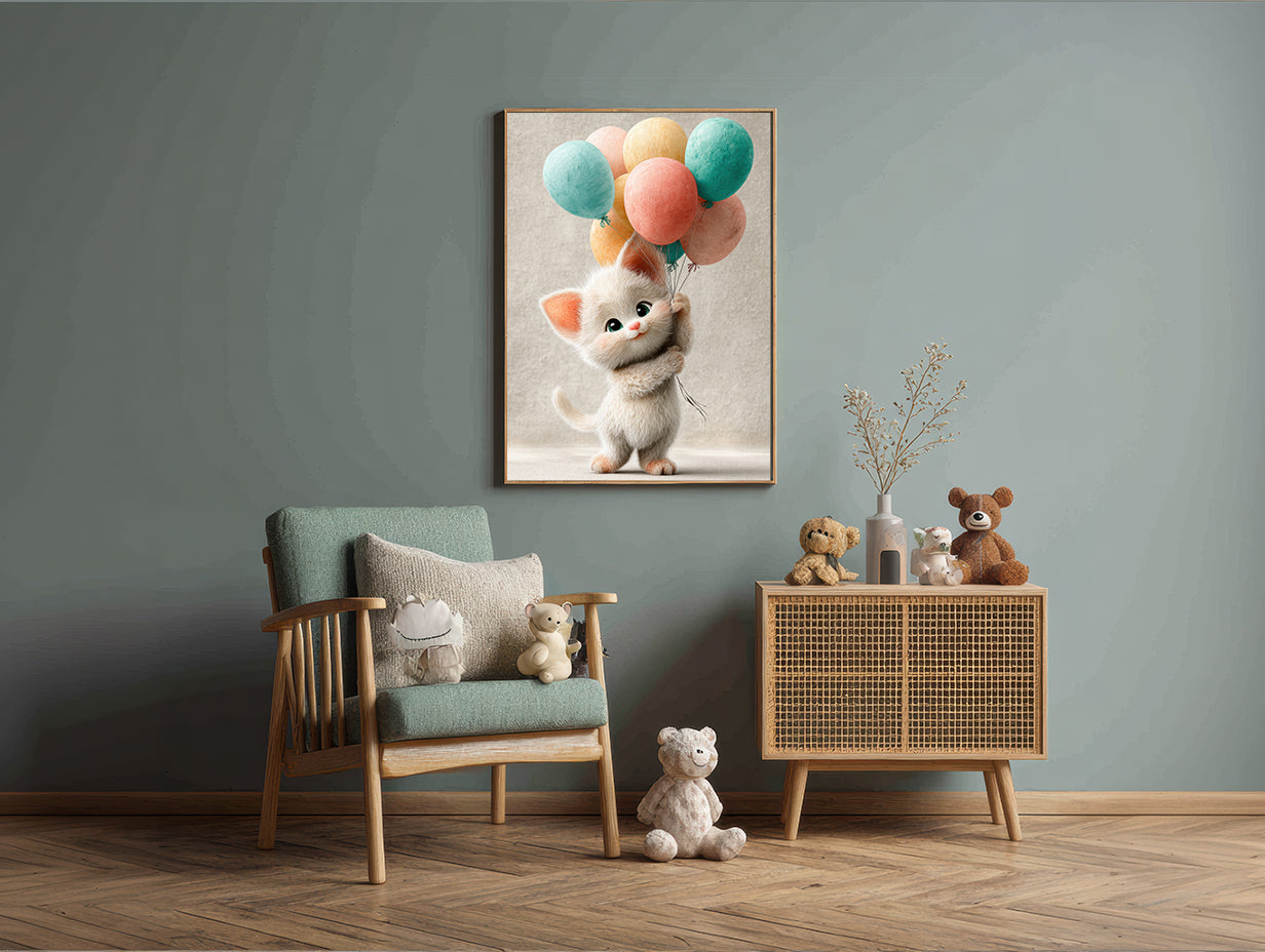 Baby Room Balloons Kitten Digital Download Wall Art