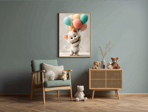 Baby Room Balloons Kitten Digital Download Wall Art