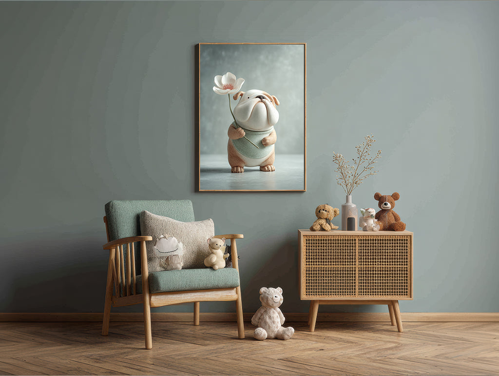 Baby Room Flowers Bulldog 1 Digital Download Wall Art