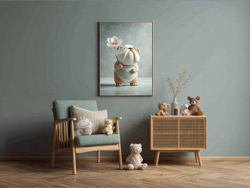 Baby Room Flowers Bulldog 1 Digital Download Wall Art