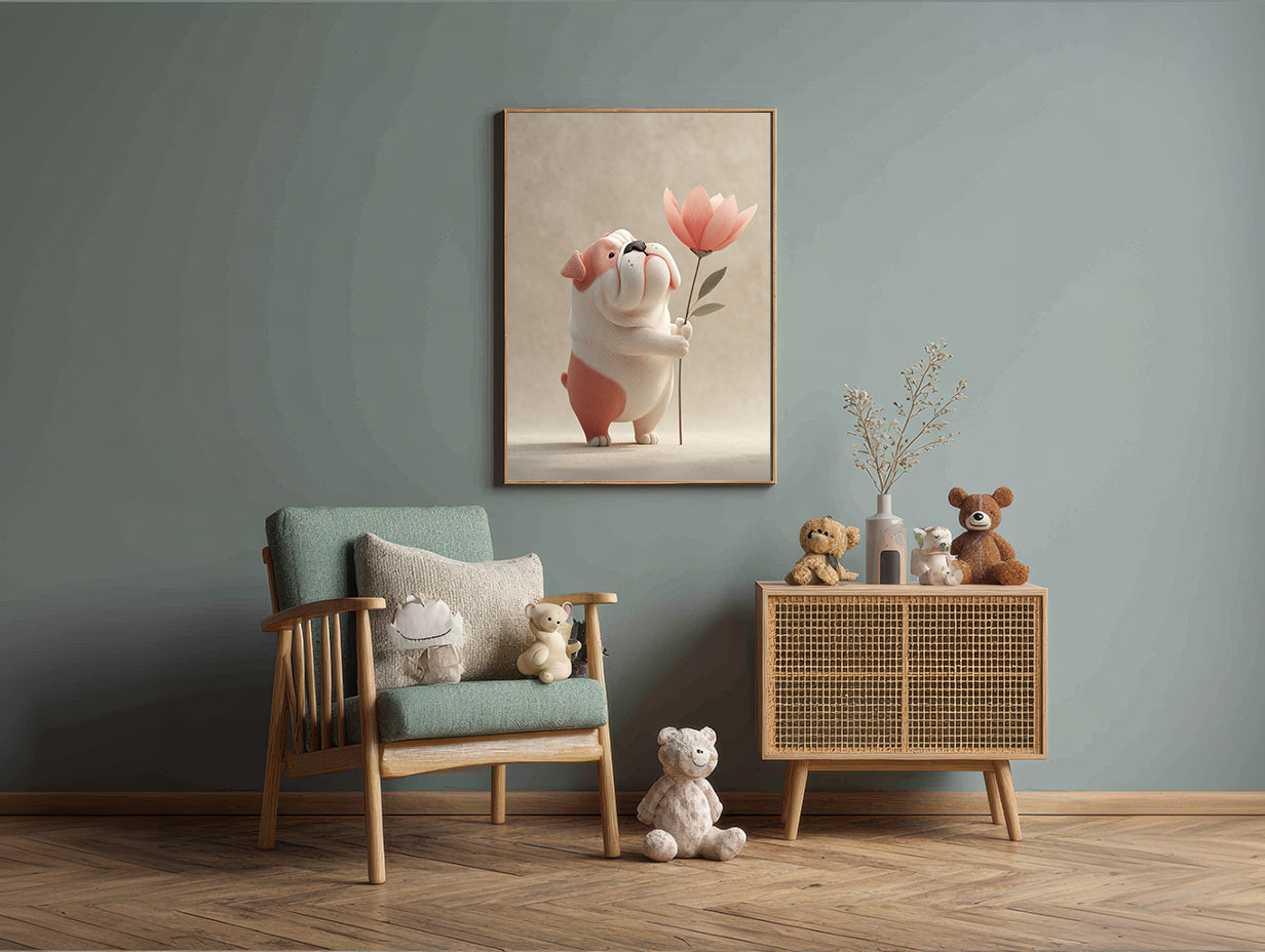 Baby Room Flowers Bulldog 2 Digital Download Wall Art