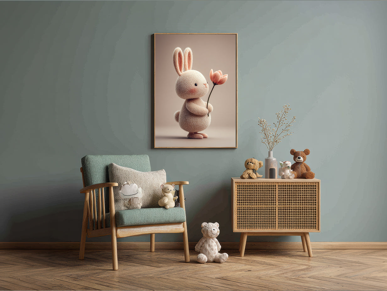 Baby Room Flowers Bunny 1 Digital Download Wall Art
