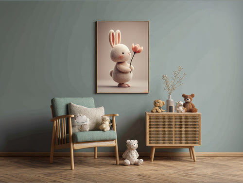 Baby Room Flowers Bunny 1 Digital Download Wall Art