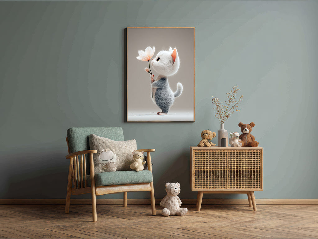 Baby Room Flowers Cat 2 Digital Download Wall Art