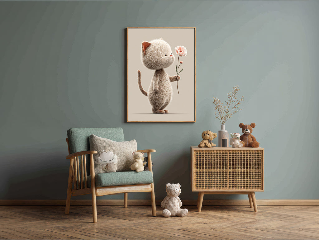 Baby Room Flowers Cat 3 Digital Download Wall Art