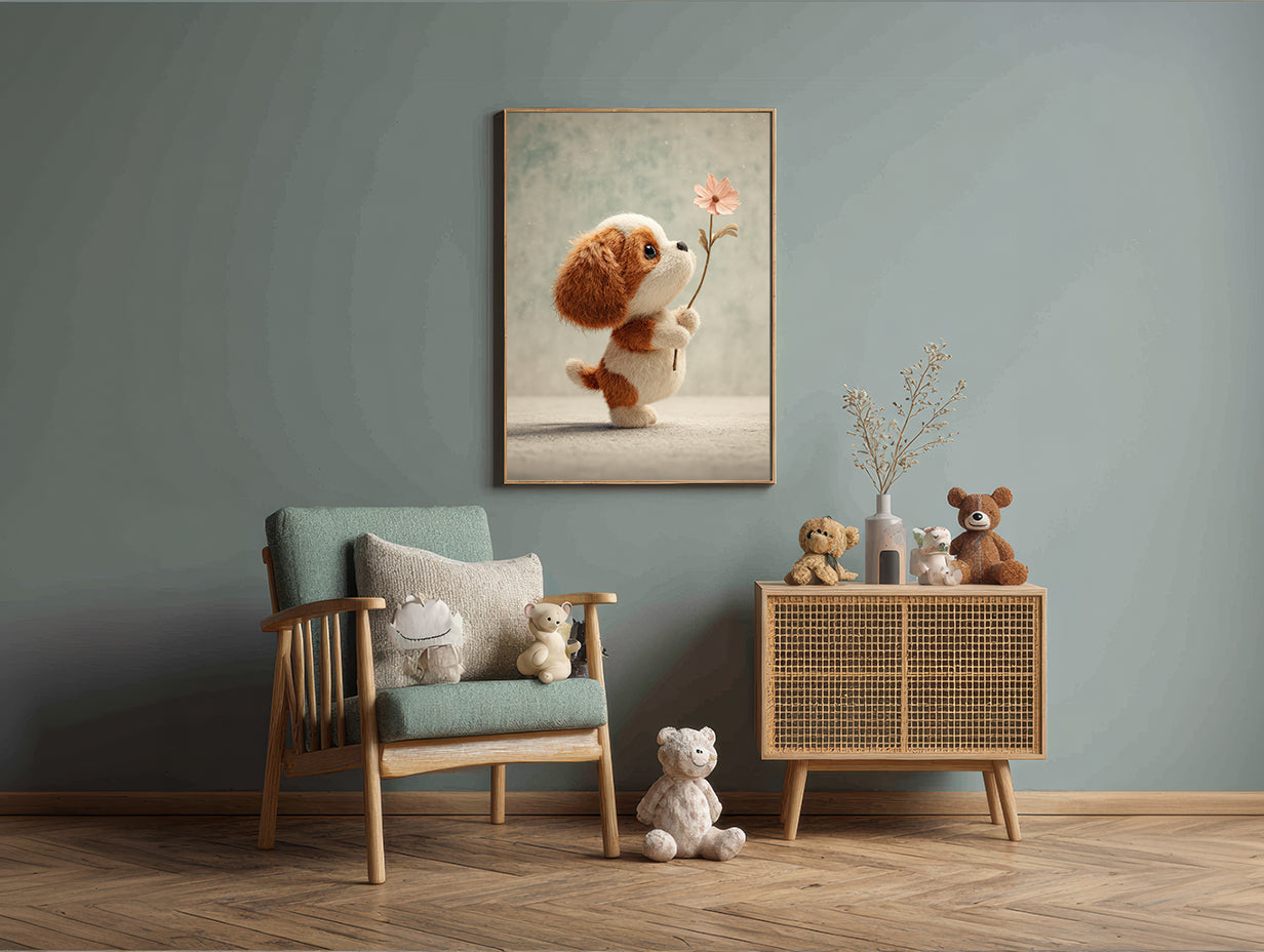 Baby Room Flowers King Cavaleir Spaniel Puppy 1 Digital Download Wall Art