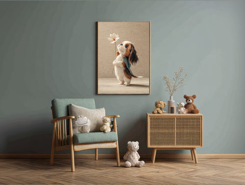 Baby Room Flowers King Cavaleir Spaniel Puppy 2 Digital Download Wall Art