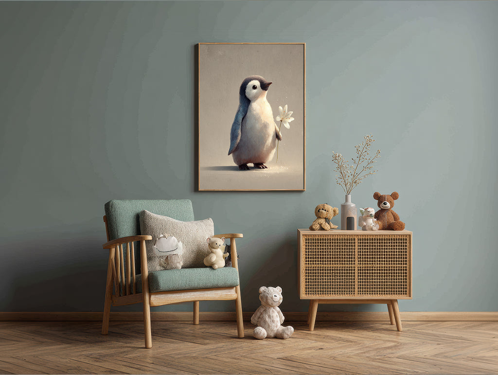Baby Room Flowers Penguin Digital Download Wall Art