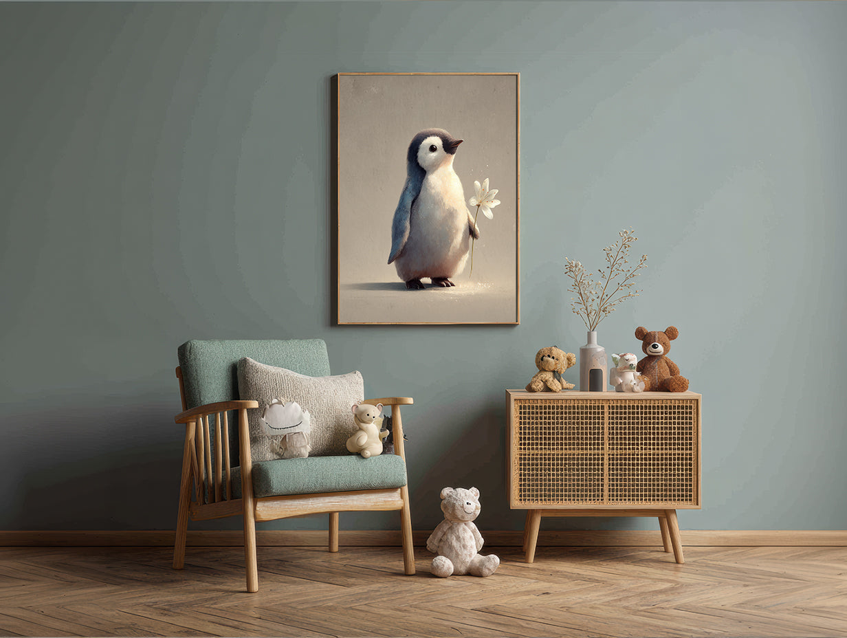 Baby Room Flowers Penguin Digital Download Wall Art