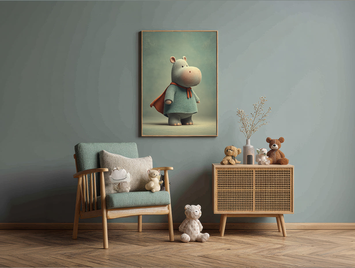 Baby Room Hero Hippo 1 Digital Download Wall Art