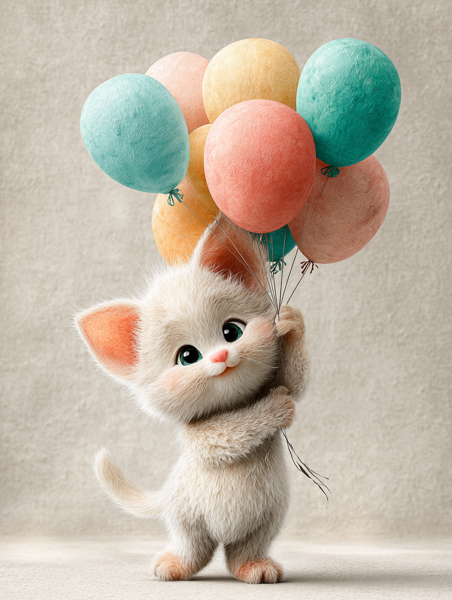 Baby Room Balloons Kitten Digital Download Wall Art