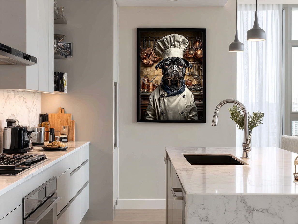 Chef Black Pug Digital Download Wall Art