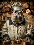 Chef Hippopotamus Digital Download Wall Art