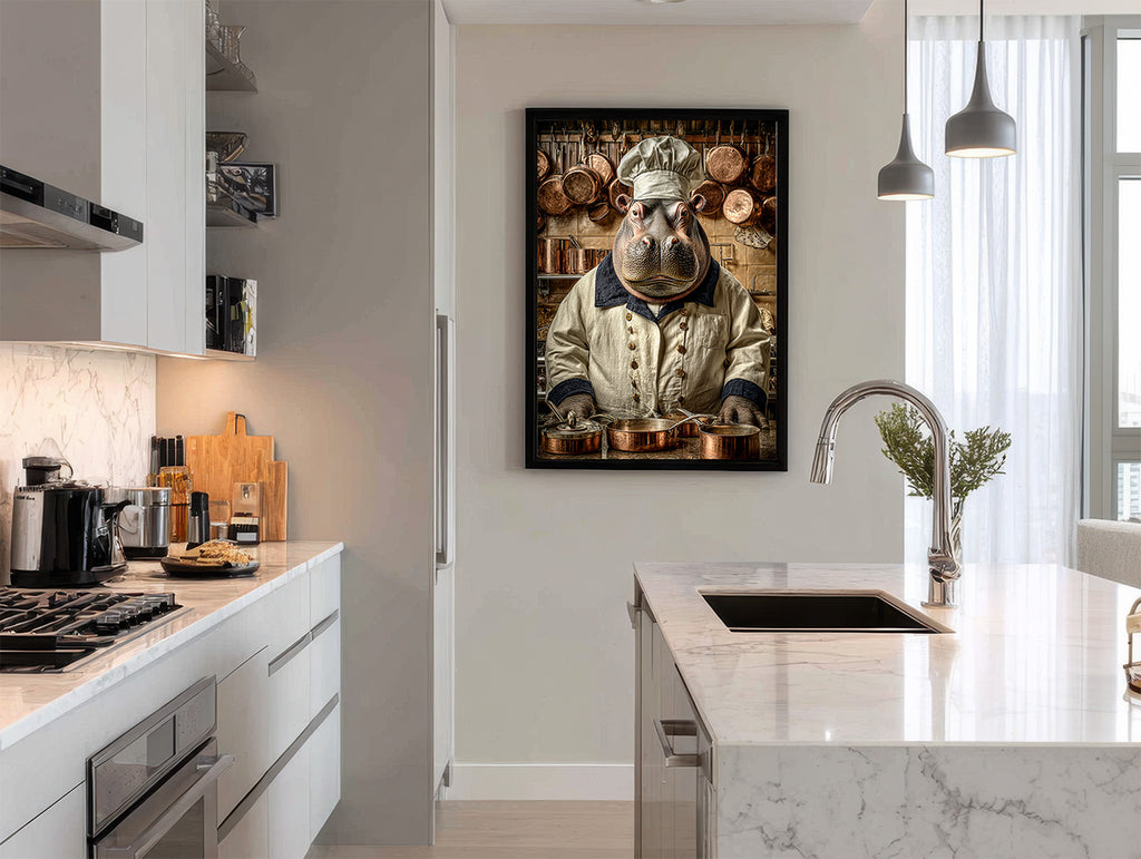 Chef Hippopotamus Digital Download Wall Art