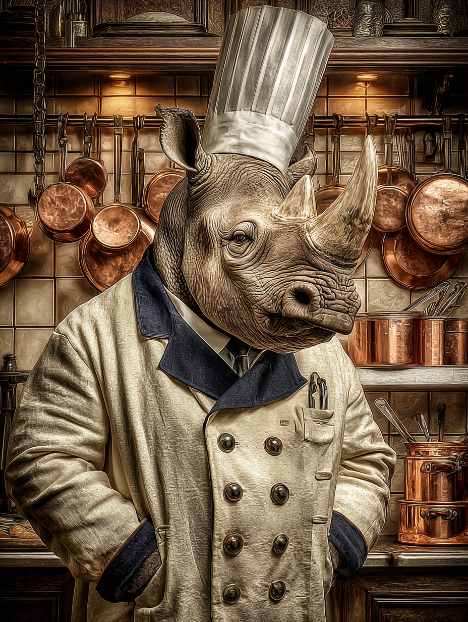 Chef Rhinoceros Digital Download Wall Art