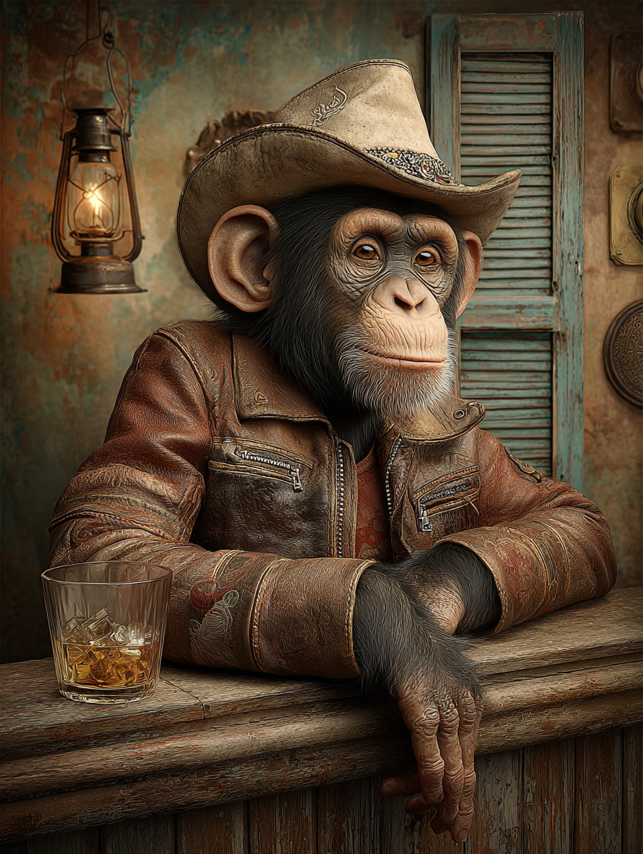 Cowboy Chimpanzee Digital Download Wall Art