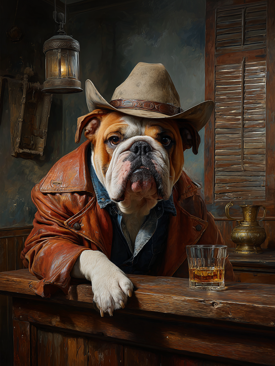 Cowboy English Bulldog Digital Download Wall Art