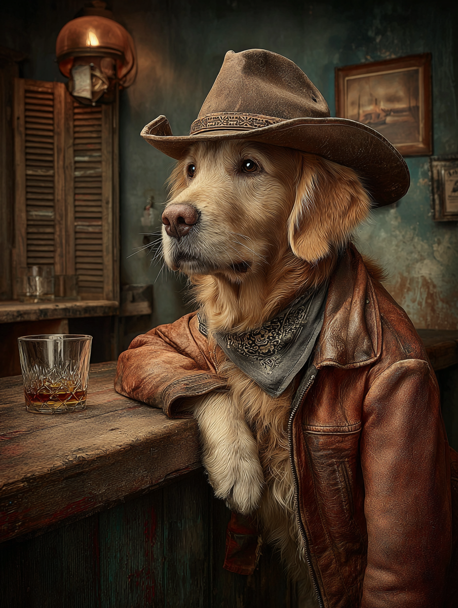 Cowboy Golden Retriever Digital Download Wall Art