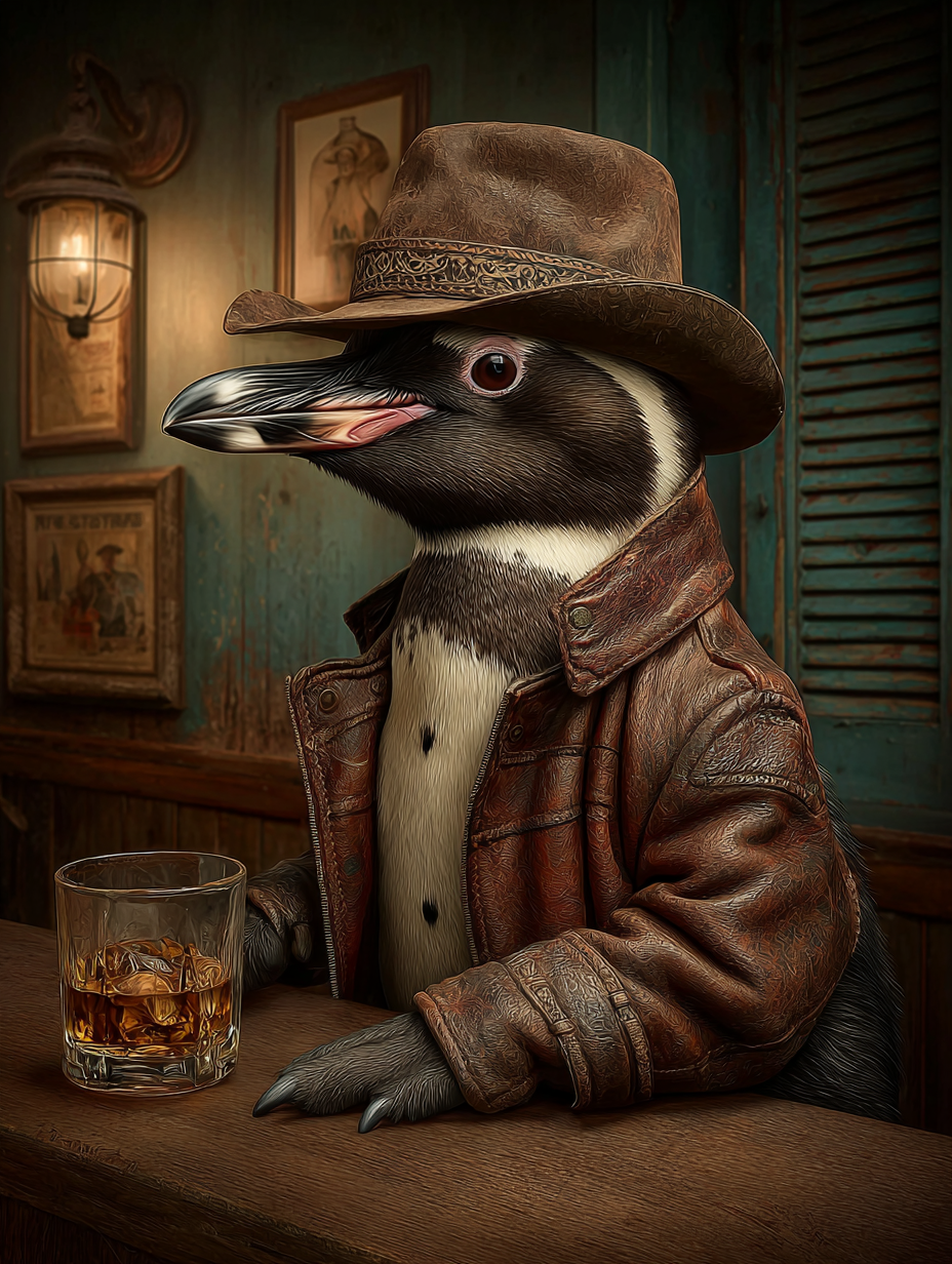 Cowboy Penguin Digital Download Wall Art
