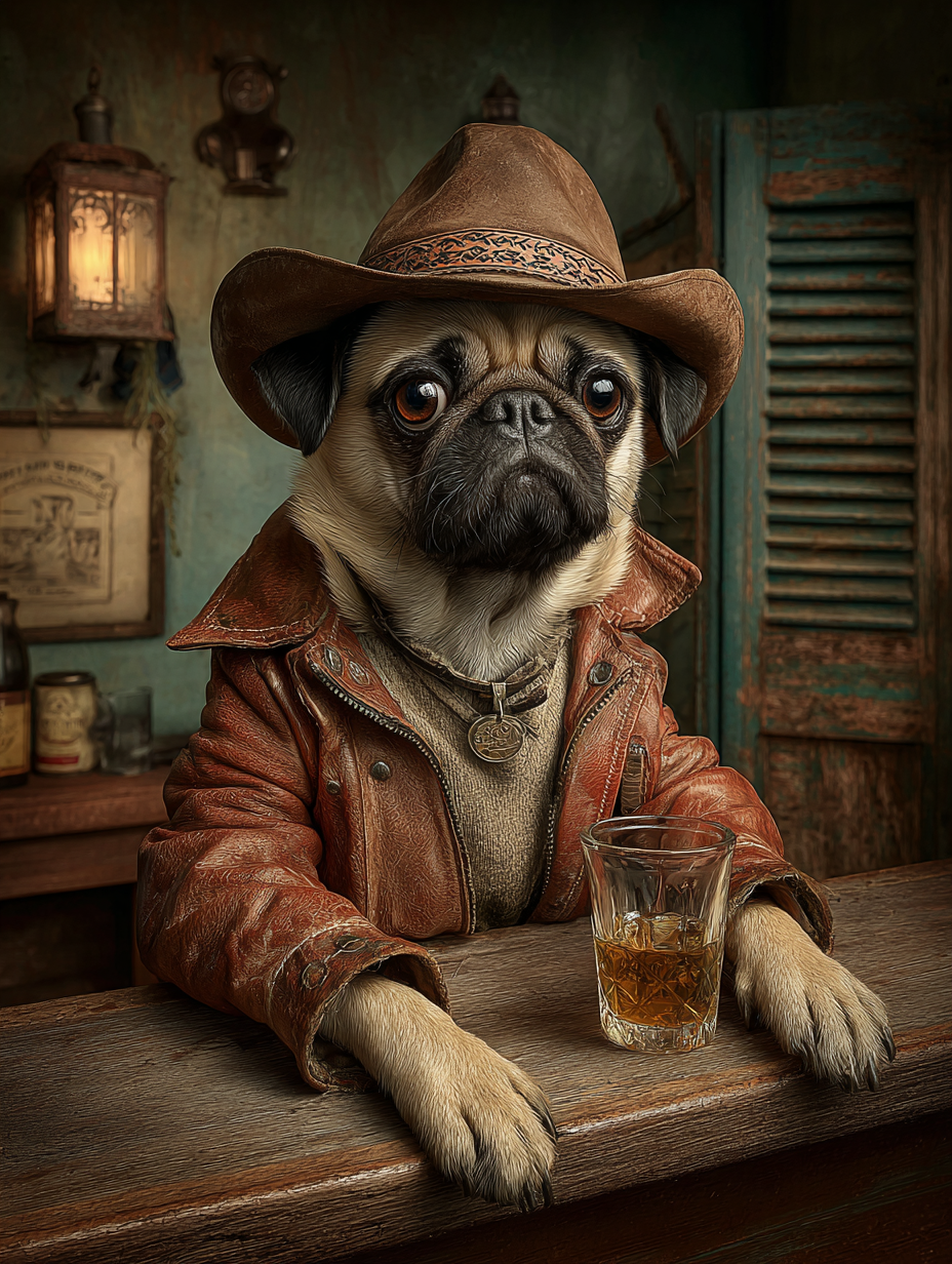 Cowboy Pug Digital Download Wall Art