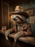 Cowboy Sloth Digital Download Wall Art