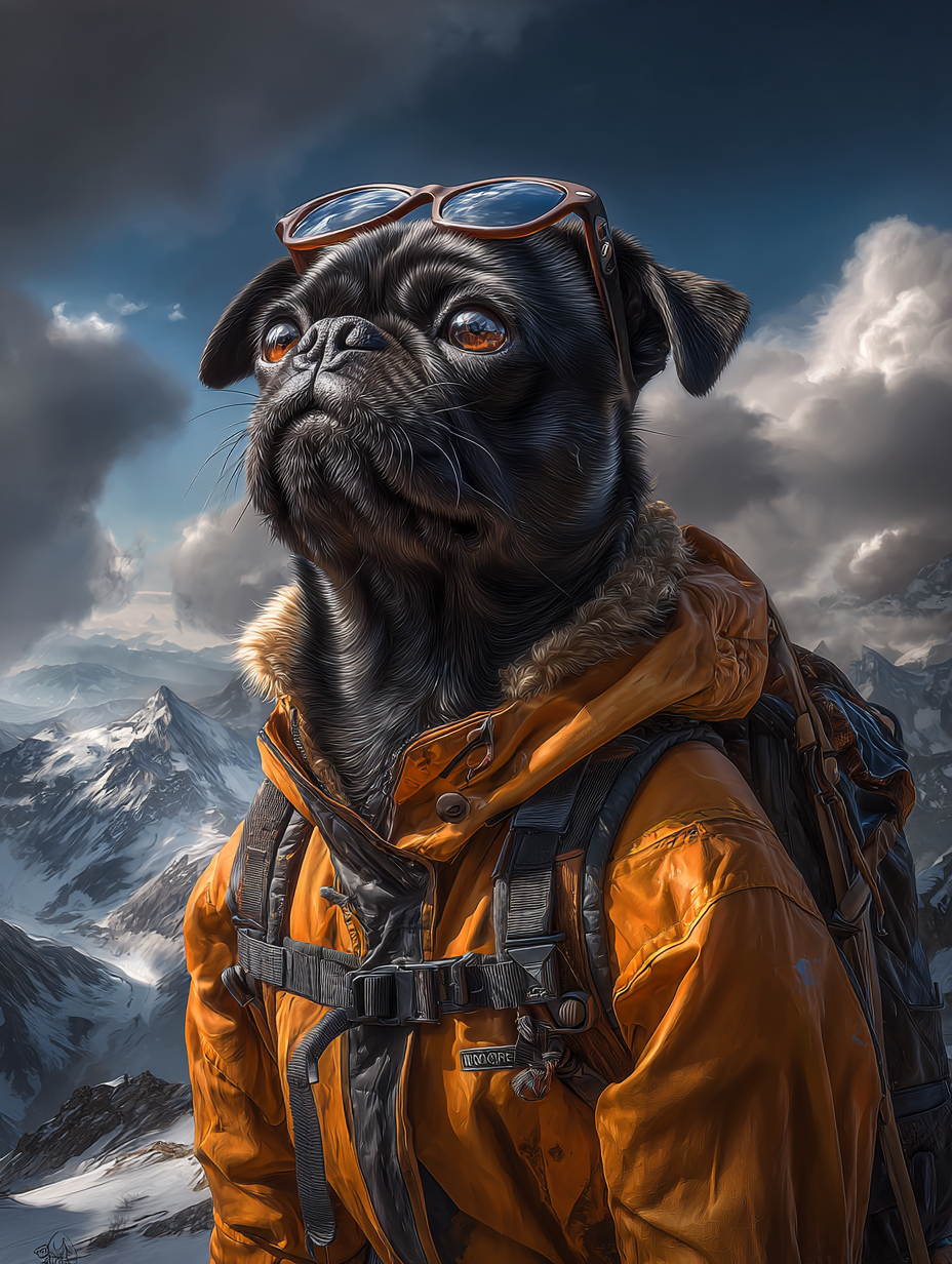 Explorer Black Pug Digital Download Wall Art