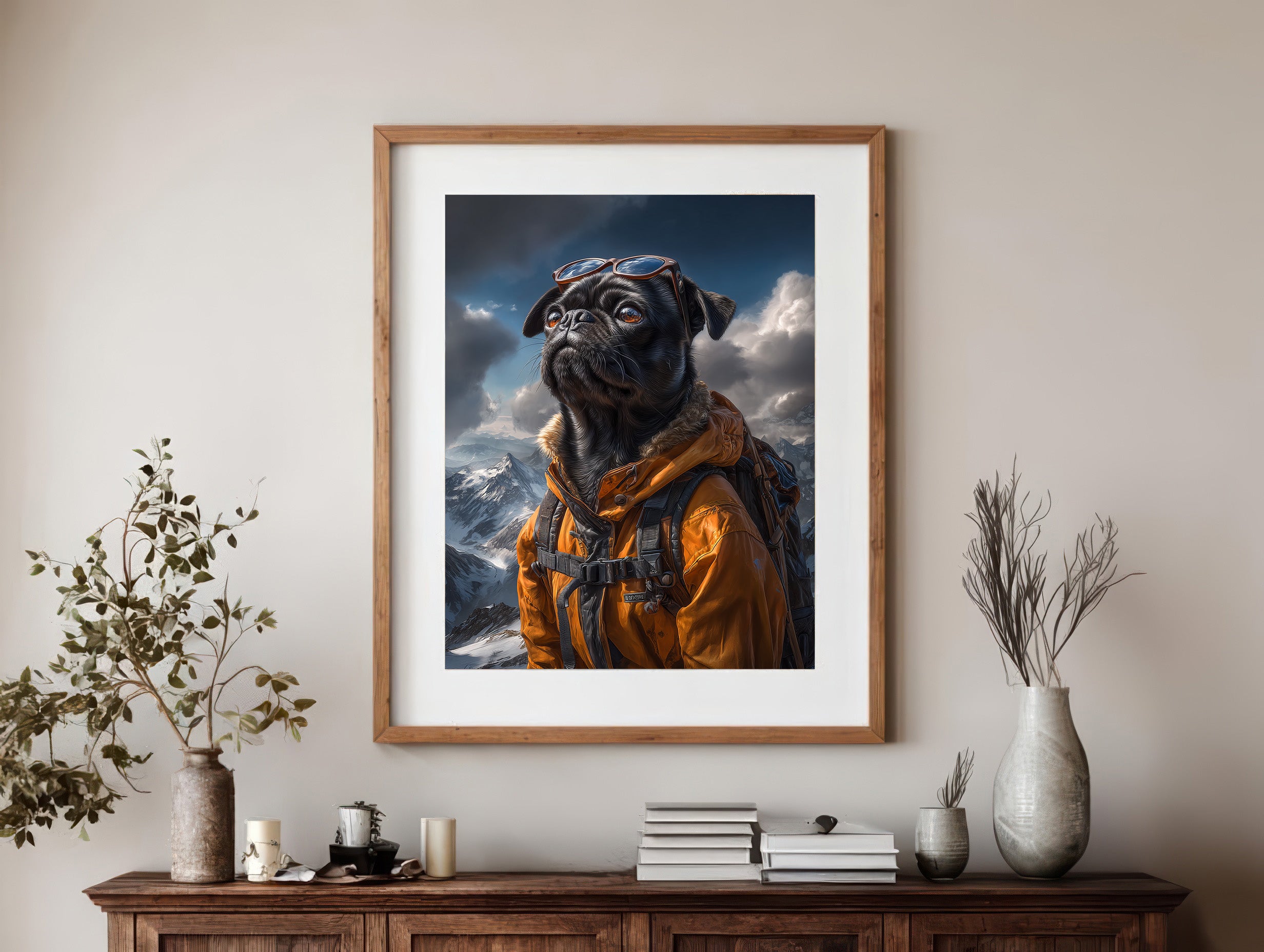 Explorer Black Pug Digital Download Wall Art