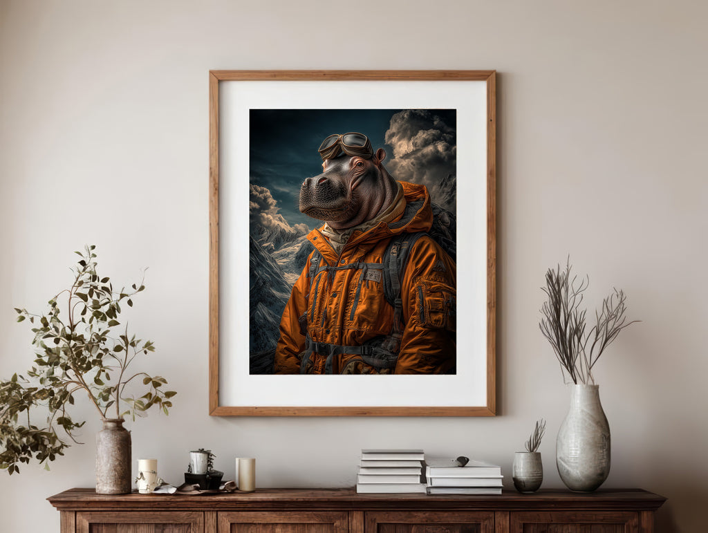 Explorer Hippopotamus Digital Download Wall Art