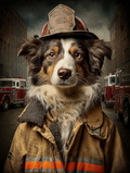 Fireman Australian Shepherd Digital Download Wall Art